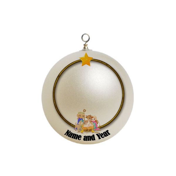 Personalized Nativity Baby Jesus Holy Family Border,  Ornament Custom Border Gift #15