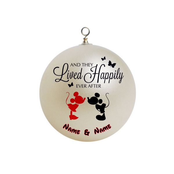 Personalized  They lived Happily Ever After Mickey and Minnie Kissing  Christmas Ornament Custom Gift Anniversary #15
