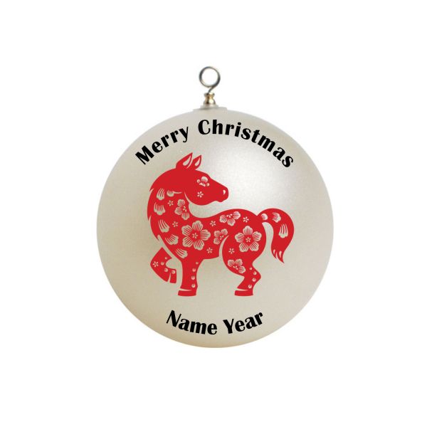 Personalized Chinese Zodiac Animals Year of Horse Christmas Ornament #19