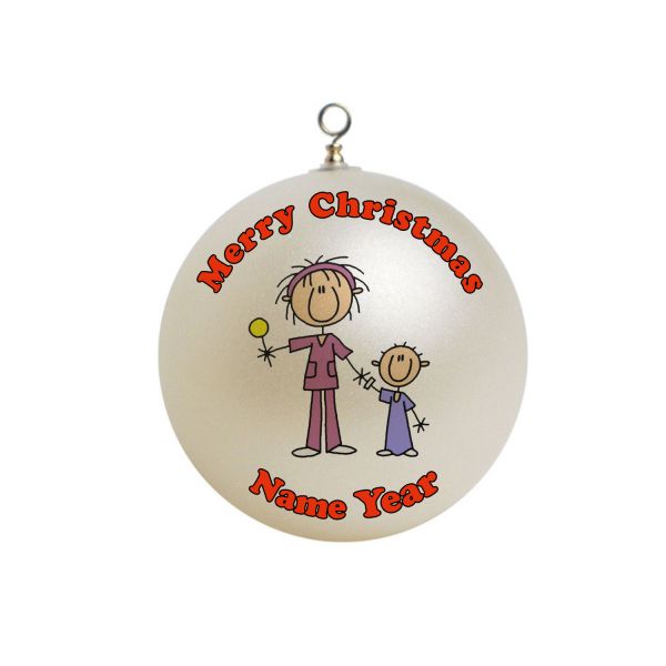 Personalized  Nurse Christmas Stick Figure Ornament 1