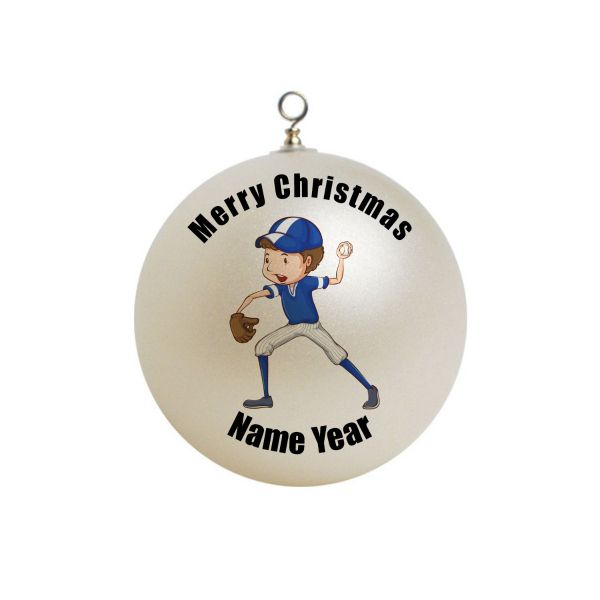 Personalized Baseball Boy Pitcher Ornament 1
