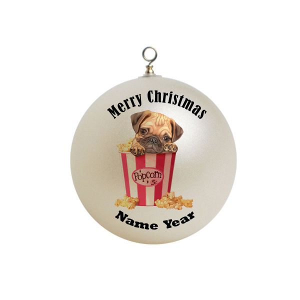 Personalized Pug With Popcorn Ornament 1