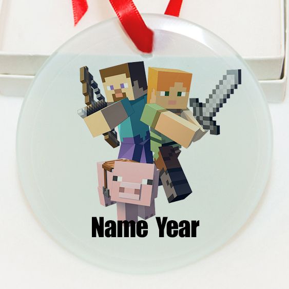 Personalized Minecraft  GLASS Ornament Custom Gift #1