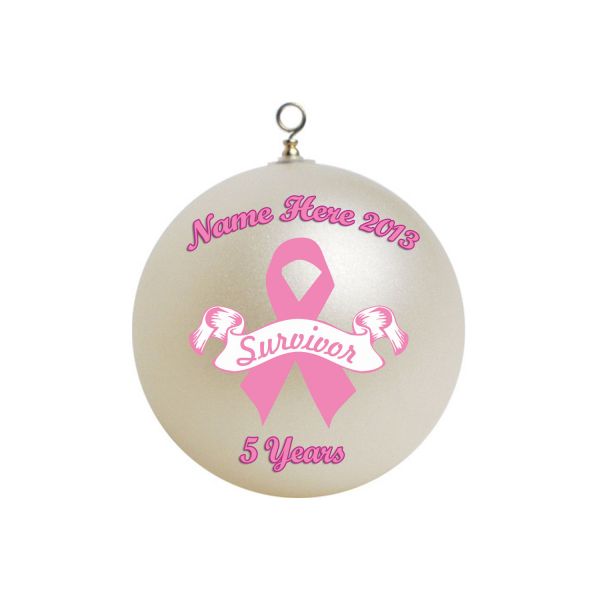 Personalized Breast Cancer Survivor Awareness Christmas Ornament 