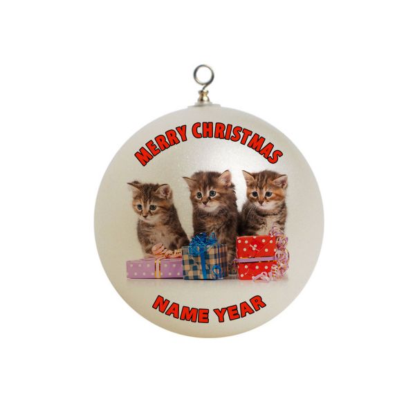Personalized Cute Kittens with presents  Christmas Ornament Custom Gift #1