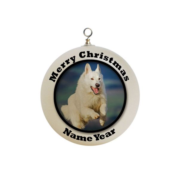 Personalized white german shepherd dog Ornament 1