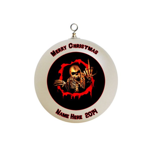 Personalized Metal head Scull Christmas Ornament Custom Gift #1