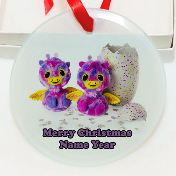 Personalized  Hatchimals Surprise Twins Egg GLASS Ornament Custom Gift #1