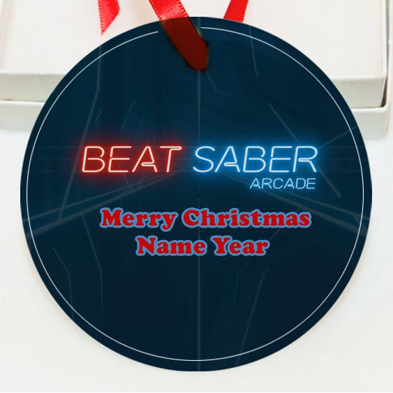 Personalized Beat Saber GLASS Ornament Custom Gift #1