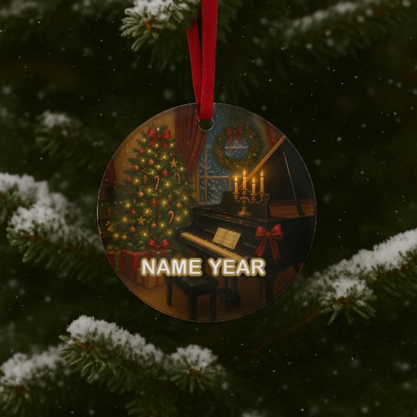 Personalized Christmas Theme Piano GLASS Ornament  Gift  #1
