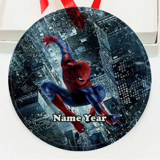 Personalized Spider Man Spiderman GLASS Ornament Custom Gift #1