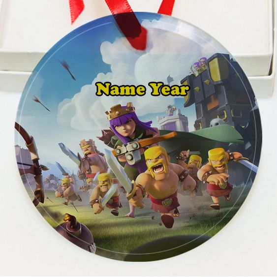 Personalized Clash Of Clans GLASS Ornament Custom Gift #1