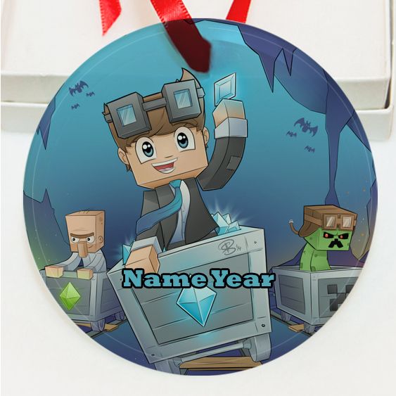 Personalized Dan TDM Cartoon  GLASS Ornament Custom Gift #1