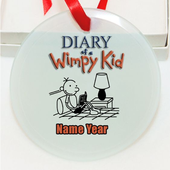 Personalized Diary of a Wimpy Kid Reading GLASS Ornament  Gift #1