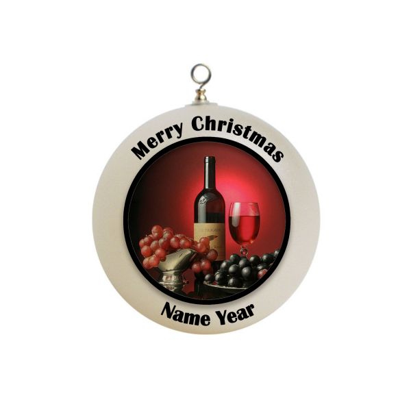 Personalized wine and grapes Christmas Ornament #1