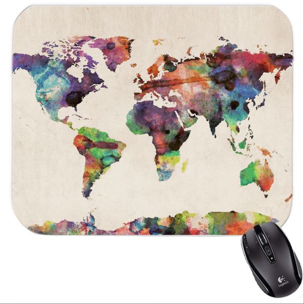 Personalized world map watercolor by michael tompsett Mousepad #1