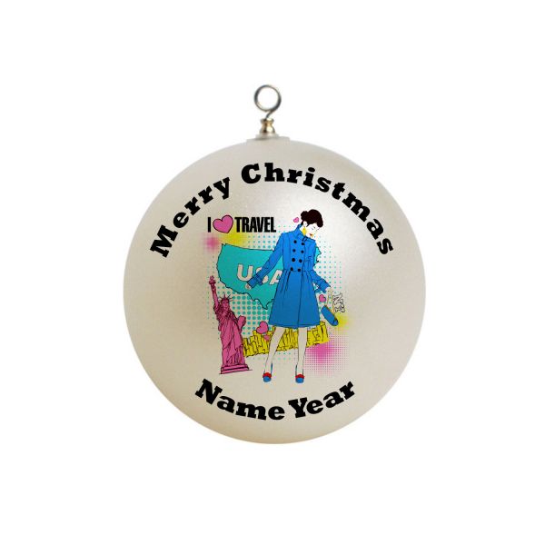Personalized I love to Travel Ornament #1