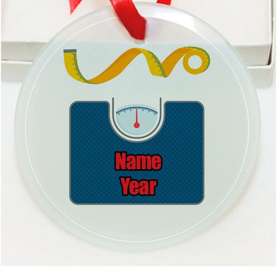 Personalized Weight Loss Lost Scale GLASS Ornament  Gift #1