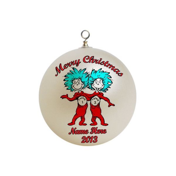 Personalized Dr Seuss Thing one and thing two Christmas Ornament 