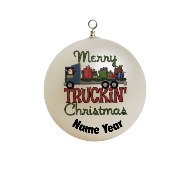 Personalized Merry Truckin Christmas Ornament Gift #1