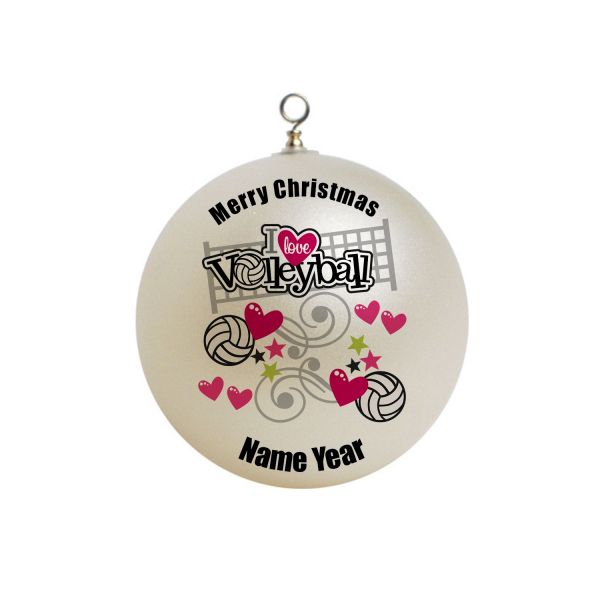 Personalized I love Volleyball Christmas Ornament Custom #1
