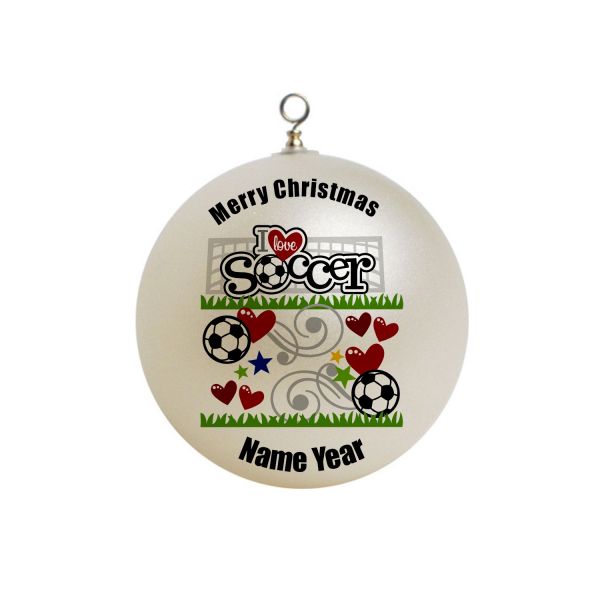 Personalized I love soccer Girl Christmas Ornament Custom #1