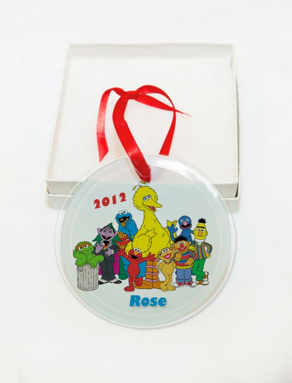 Personalized Sesame Street Glass Christmas Ornament Custom Gift 