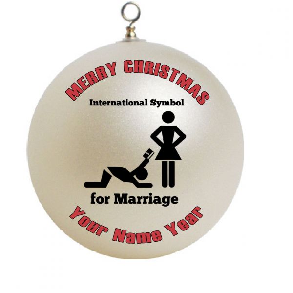 Personalized FUNNY International Symbol for Marriage wife and husband Ornament #1