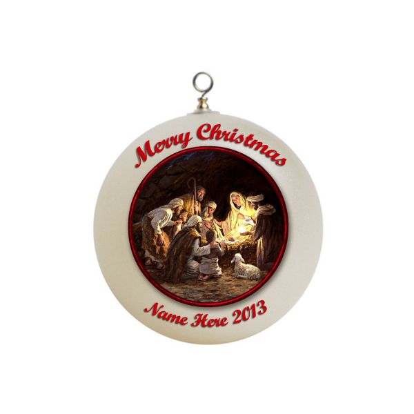 Personalized Baby Jesus Nativity Scene Christmas Ornament Custom Gift #1