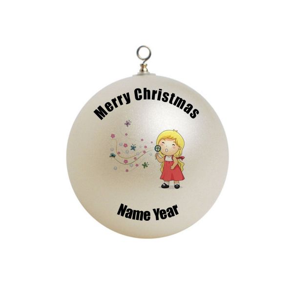 Personalized  Girl Blowing Bubbles Ornament Christmas #1