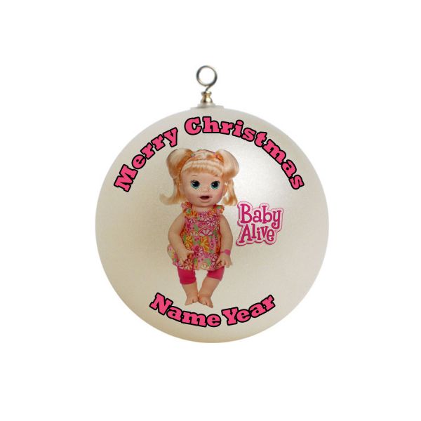Personalized baby Alive snackin’ sara Blonde  x-mas Ornament  #1
