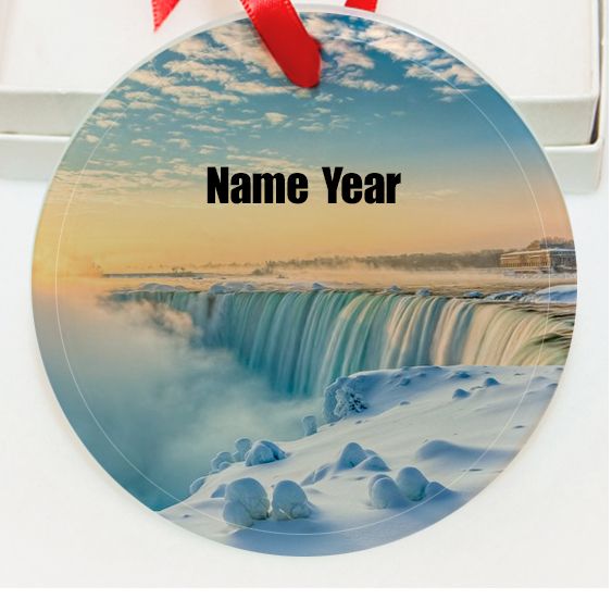 Personalized Niagara Falls Winter GLASS Ornament  Gift  #1