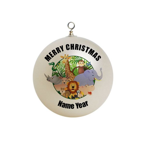 Personalized Zoo Animals Christmas Ornament 1