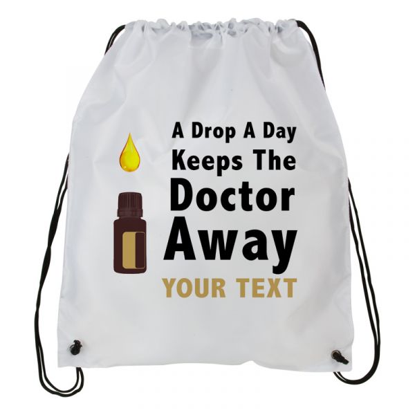 Personalized Essential Oils Draw String Back Pack,  Backpack, White Drawstring Bag #1~ Add Name