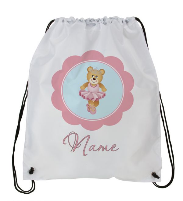 Personalized Ballet, Dance, Draw String Back Pack,  Backpack, White Drawstring Bag #1 ~ Add Name