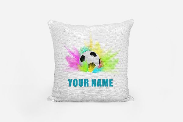 soccer sequin pillow