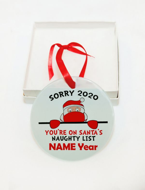Personalized Funny Covid-19 Corona Sorry 2020 Santa's Naughty List GLASS Ornament  Gift  #1