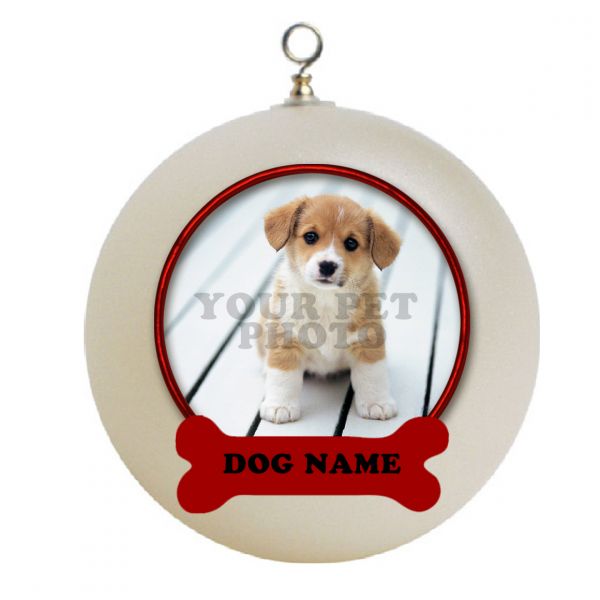 Personalized Dog Photo Border in Red Ornament Custom Border Gift #20