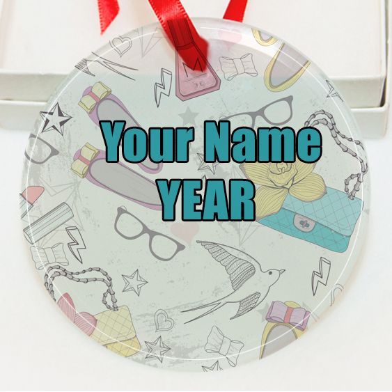 Personalized Girl Purse, Glasses Nails Pattern  GLASS Ornament  Gift #20