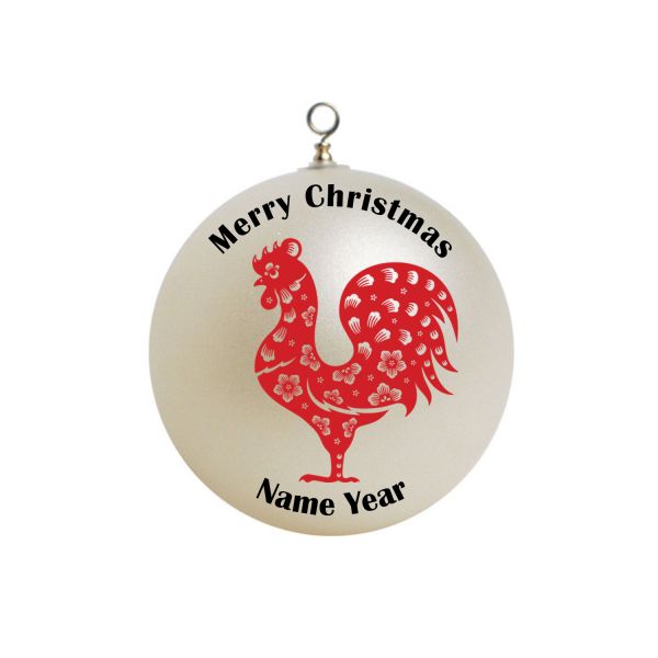 Personalized Chinese Zodiac Animals Year of Rooster Christmas Ornament #22
