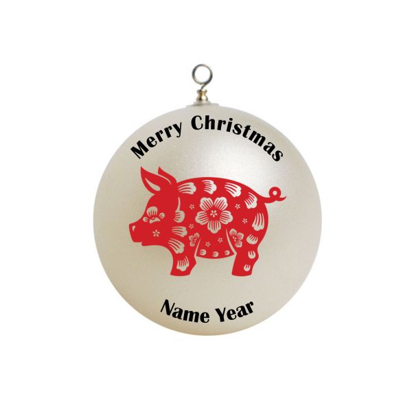 Personalized Chinese Zodiac Animals Year of Pig Christmas Ornament #24