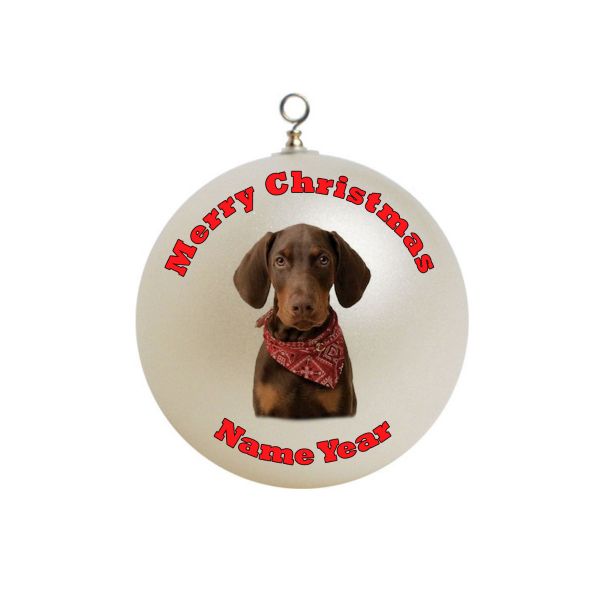 Personalized Red doberman dog floppy ears Ornament 26
