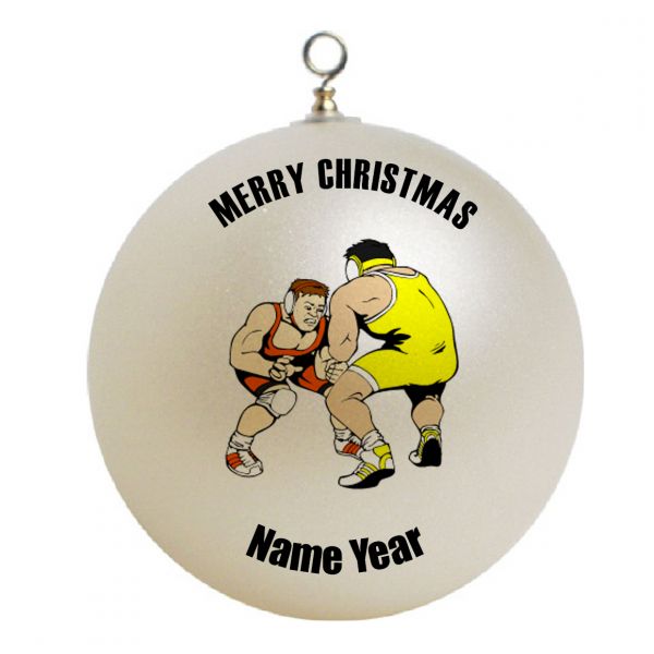 Personalized Wrestling Yellow and Red Men red/gold/yellow singlet Ornament  2
