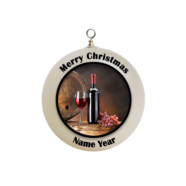 Personalized red wine Christmas Ornament #2