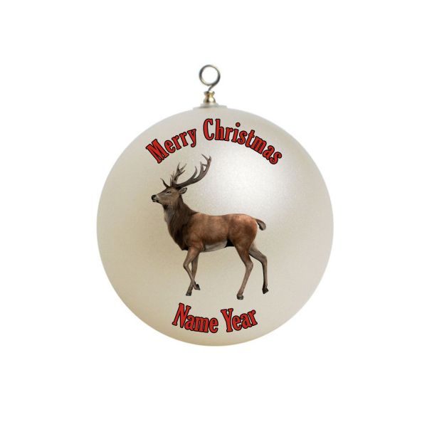 Personalized Deer with Antlers Christmas Ornament #2