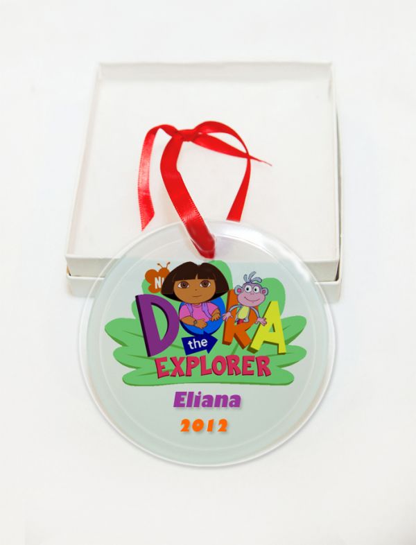 Personalized Dora The Explorer  Glass Christmas Ornament Custom Gift#2