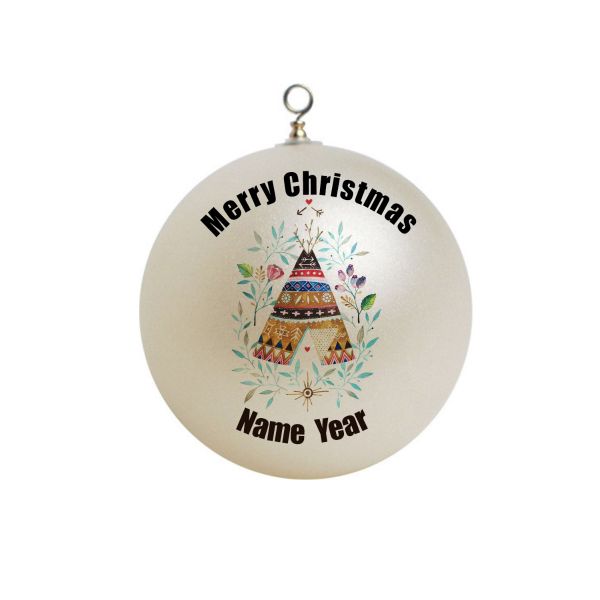 Personalized  TeePee Indian Pattern and Floral Theme Ornament Christmas 2