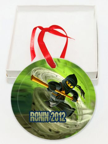 Personalized Black Ninja Ninjago Glass Christmas Ornament Custom Gift #2