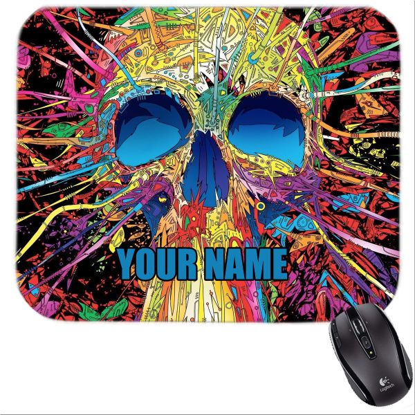 Personalized Abstract Colorful Skull Mousepad #2