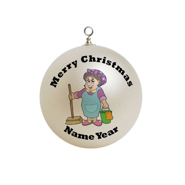 Personalized Cleaning Lady Mop and Bucket Ornament 2